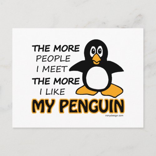 I Like My Penguin Postcard