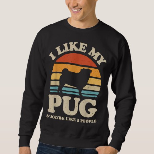 I Like My Pug And Maybe Like 3 People Dog Lover Re Sweatshirt