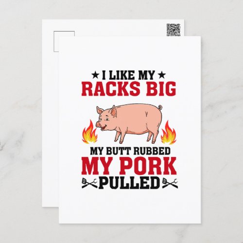 I Like My Racks Big BBQ Butt Pork Quote Postcard