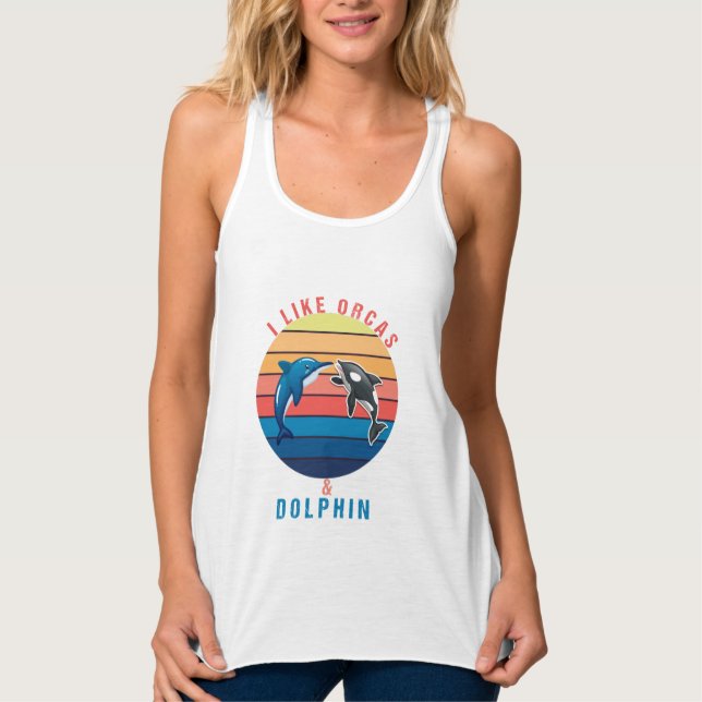 I Like Orcas and dolphin Tank Top (Front)