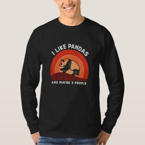 I Like Pandas And Maybe 3 People  Retro Panda T_Shirt
