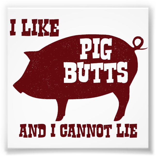 I like Pig Butts and I Cannot Lie BBQ Bacon Photo Print (Front)