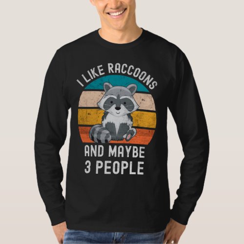 I Like Raccoons And Maybe 3 People Vintage Retro R T_Shirt