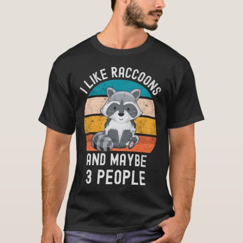I Like Raccoons And Maybe 3 People Vintage Retro R T_Shirt
