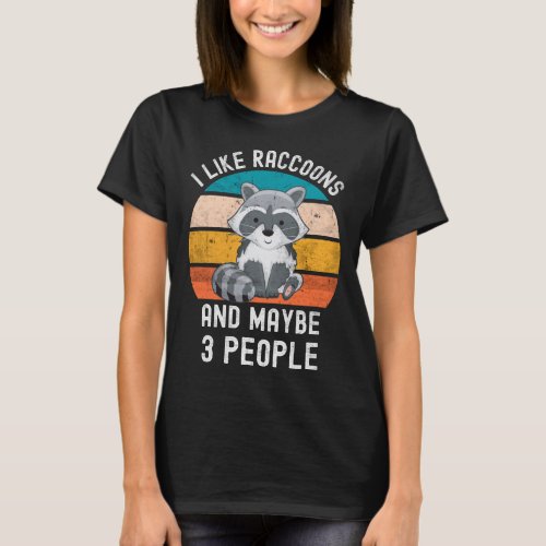 I Like Raccoons And Maybe 3 People Vintage Retro R T_Shirt