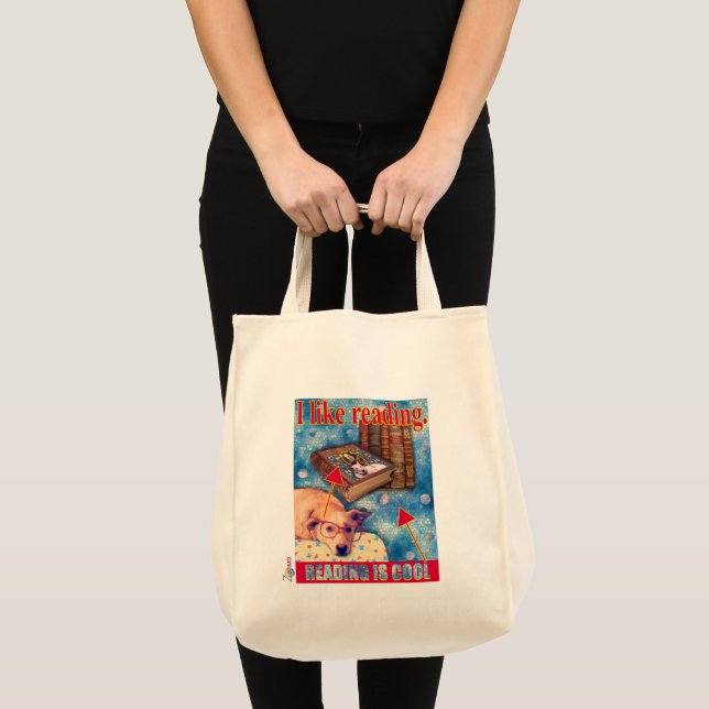 I like reading. READING IS COOL Tote Bag (Front (Product))