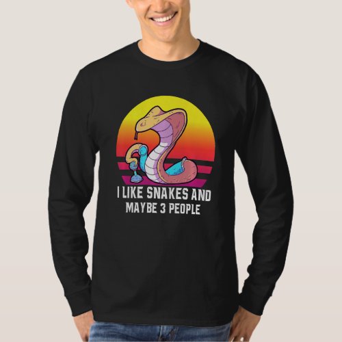 I Like Snakes And Maybe 3 People Retro Reptile Sna T_Shirt