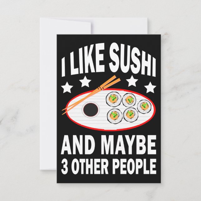 I like sushi and maybe three other people thank you card (Front)