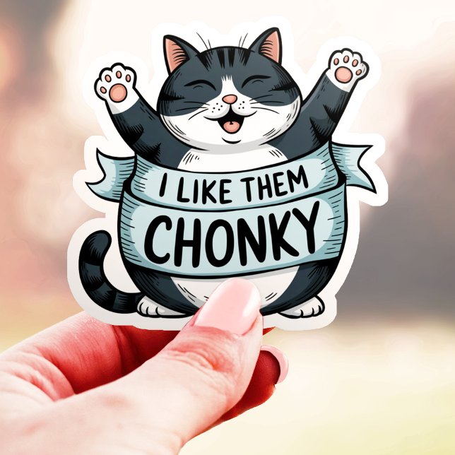 I Like Them Chonky Funny Cat Vinyl Sticker (Creator Uploaded)