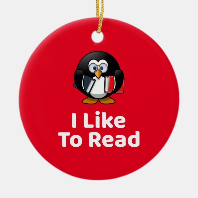 I Like To Read Ceramic Ornament (Front)