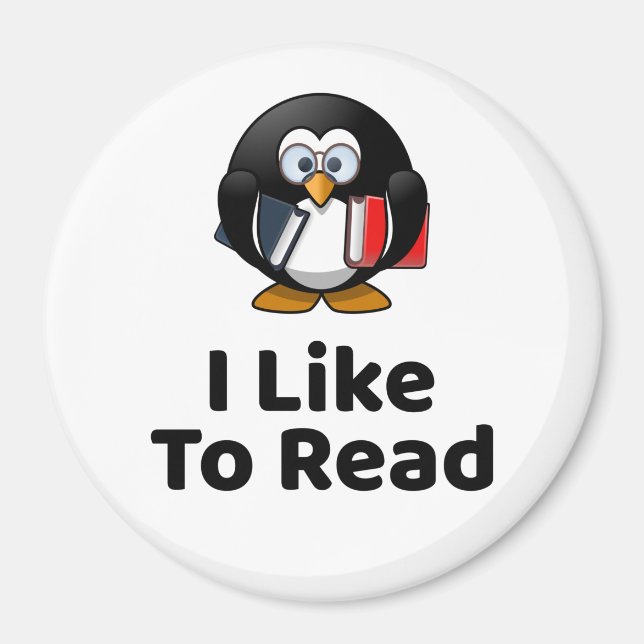 I Like To Read Penguin Funny Reading Magnet (Front)