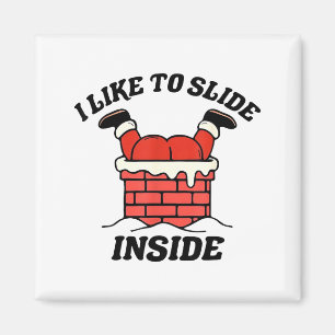 I Like To Slide Inside Funny Santa Couple Matching Magnet