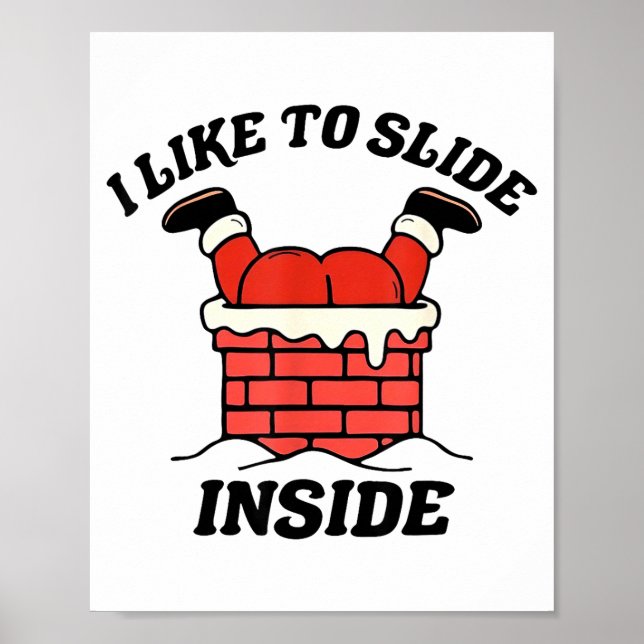 I Like To Slide Inside Funny Santa Couple Matching Poster (Front)