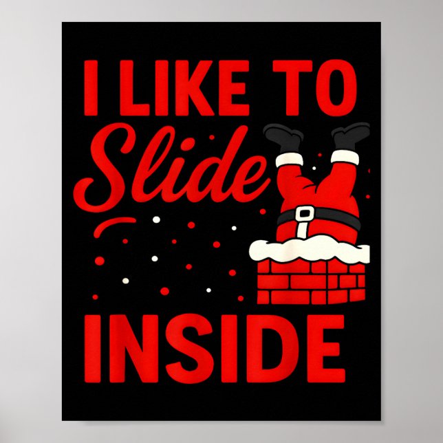 I Like To Slide Inside Funny Xmas Couple Matching  Poster (Front)