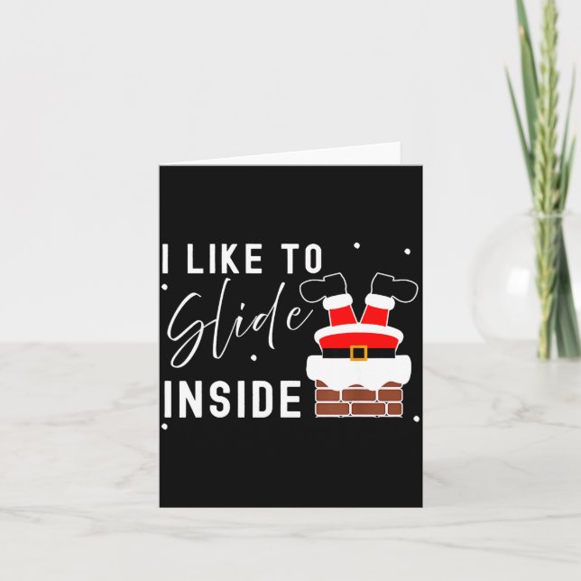 I Like To Slide Inside Ride On Top Xmas Couple Mat Card (Front)