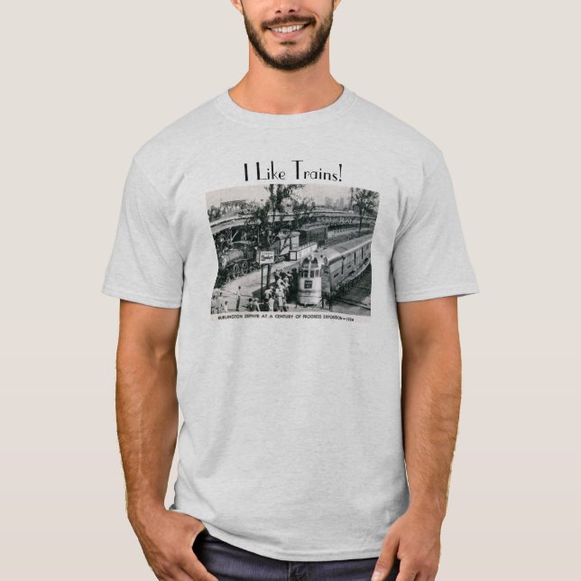 I Like Trains Vintage T-Shirt (Front)