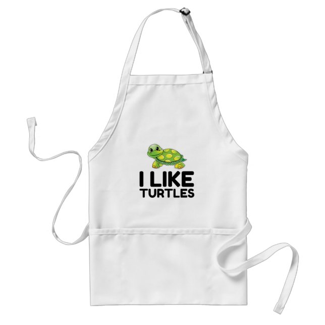 I Like Turtles Adult Apron (Front)