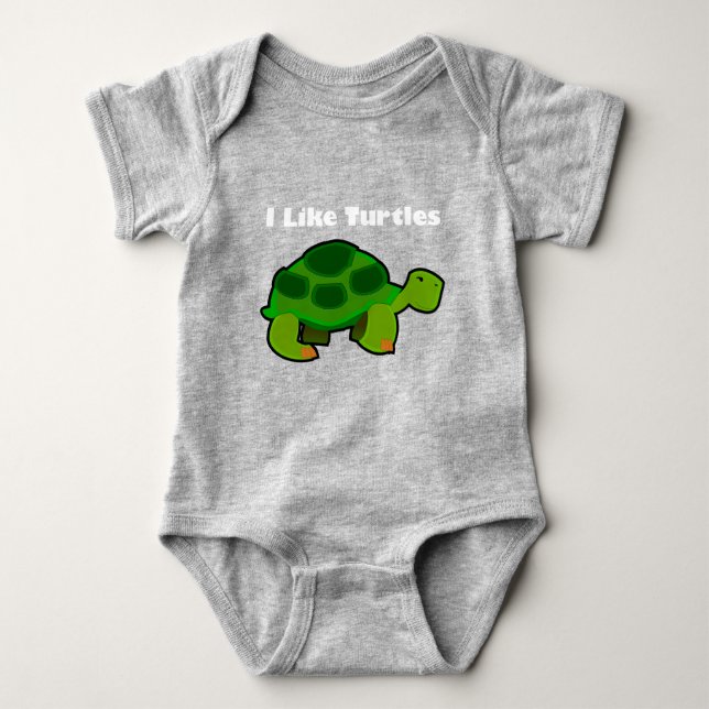 I Like Turtles - Baby Jersey Bodysuit (Front)