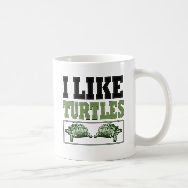 I Like Turtles Big Text Coffee Mug (Right)
