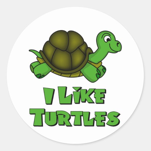 I Like Turtles Classic Round Sticker | Zazzle