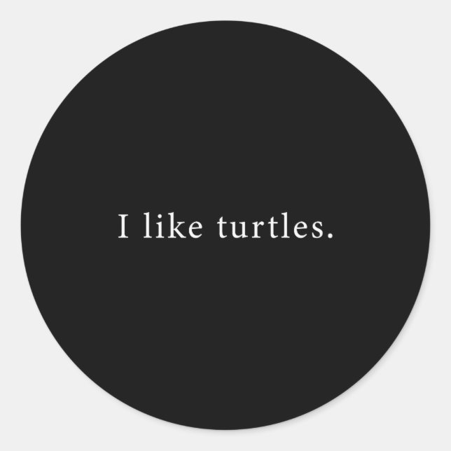 I Like Turtles Funny Minimalist  Classic Round Sticker (Front)