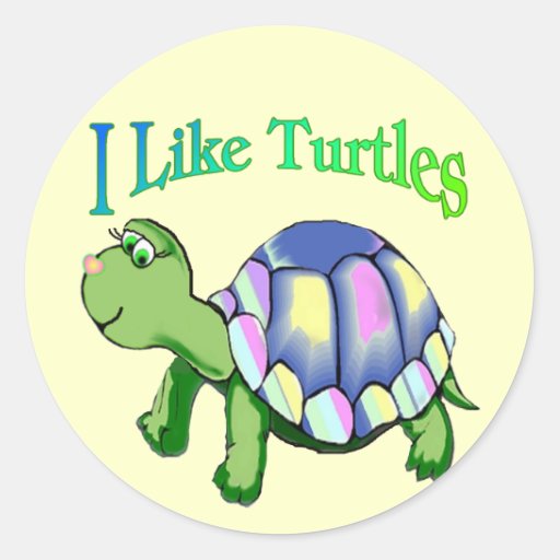 I Like Turtles Classic Round Sticker | Zazzle