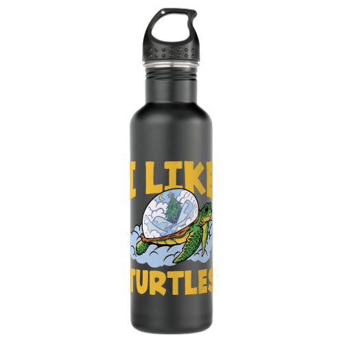 I like Turtles Sea Ocean Earth Day Cute Tortise Lo Stainless Steel Water Bottle