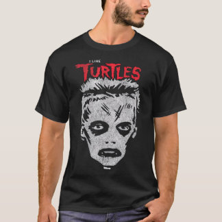 I Like Turtles Zombie Boy Skull Face T T-Shirt