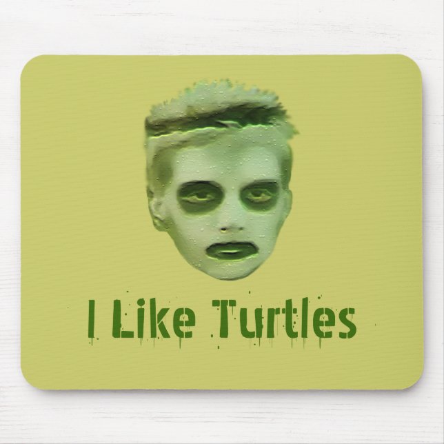 I Like Turtles Zombie Kid Mousepad (Front)