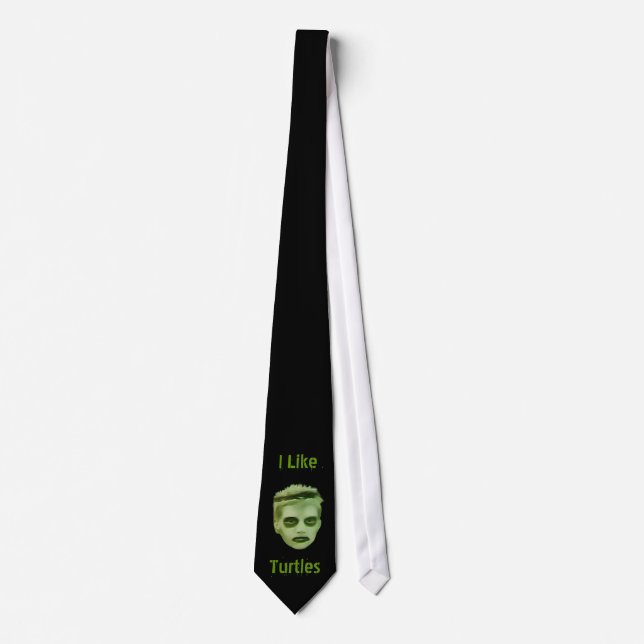 I Like Turtles Zombie Kid Tie (Front)