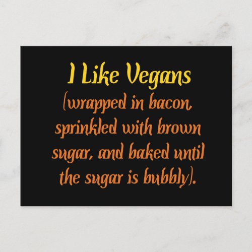 I Like Vegans Funny Postcard