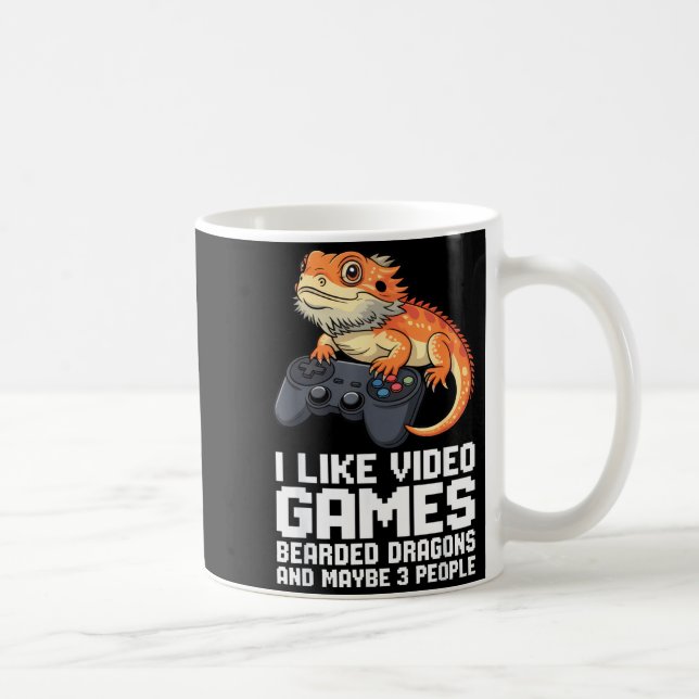 I Like Video Games Bearded Dragon Gamer Introvert  Coffee Mug (Right)