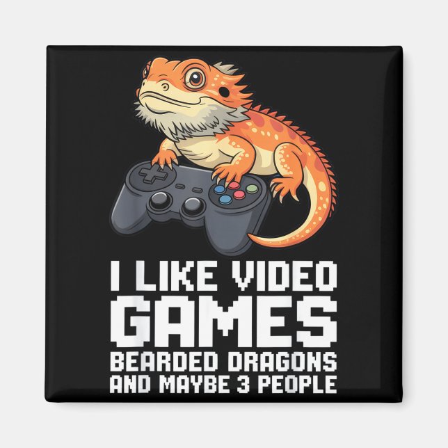 I Like Video Games Bearded Dragon Gamer Introvert  Magnet (Front)