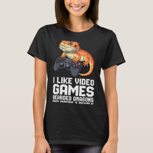I Like Video Games Bearded Dragon Gamer Introvert  T-Shirt