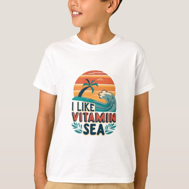 I Like Vitamin Sea Relaxing Beach Lover Funny T-Shirt (Front)