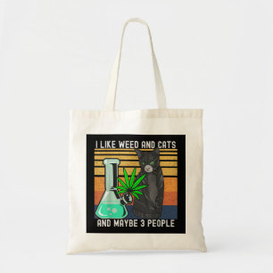I Like Weed My Cat And Maybe 3 People Retro Tote Bag