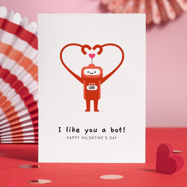 I Like You A Bot Happy Valentine's Day Holiday Postcard (Creator Uploaded)