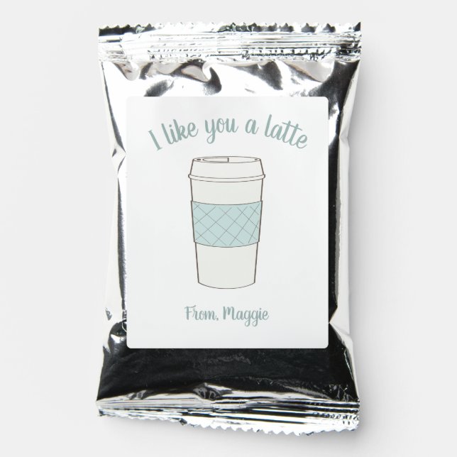 I like you a Latte coffee cup Valentine Coffee Drink Mix (Front)