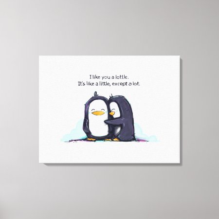 I Like You A Lottle Penguins -wrapped Canvas Print