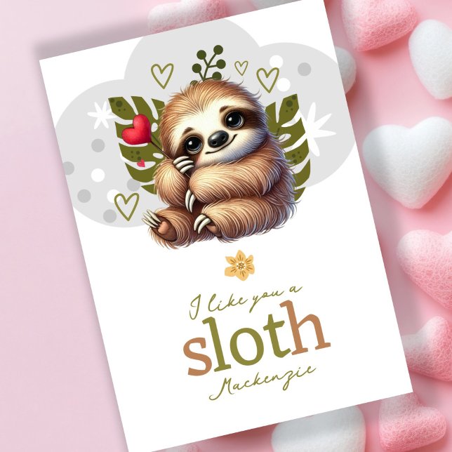 I like you a sloth personalized Valentines Holiday Card (I like you a sloth personalized Valentines Holiday Card by Ricaso. Like you a lot cute sloth cards)
