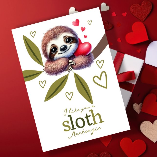 I like you a sloth personalized Valentines Holiday Card (I like you a sloth personalized Valentines Holiday Card by Ricaso. I love you a lot cute sloth card)