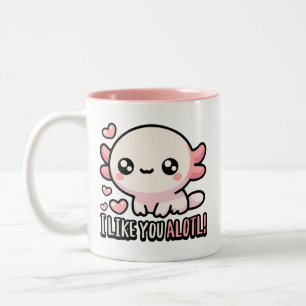 I Like You Alotl! Cute Axolotl Love Pun Two-Tone Coffee Mug
