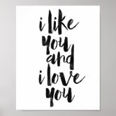 I Like You And I Love You Poster | Zazzle