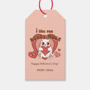 I Like You Beary Much Retro Groovy Valentine Gift Tags