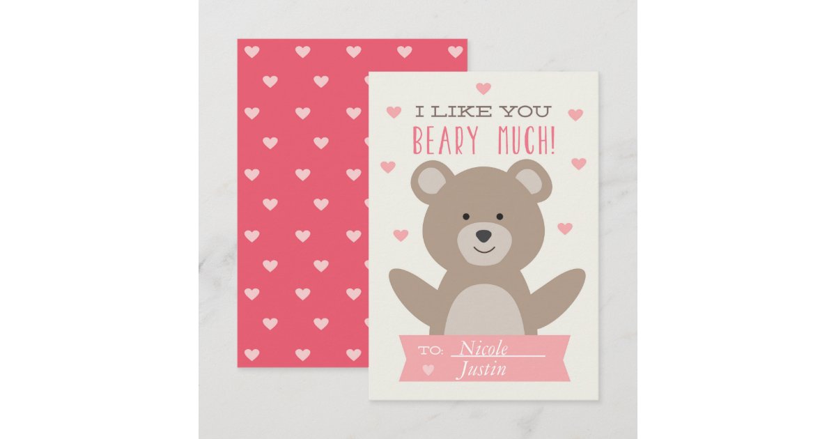 I Like You Beary Much Valentine Card | Zazzle