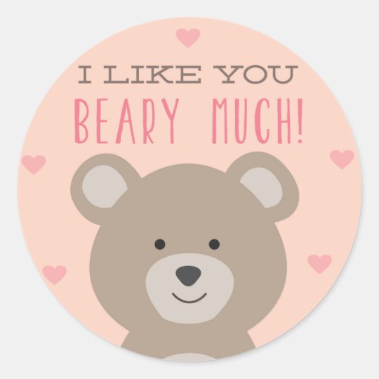 I Like You Beary Much Valentine Sticker | Zazzle.com