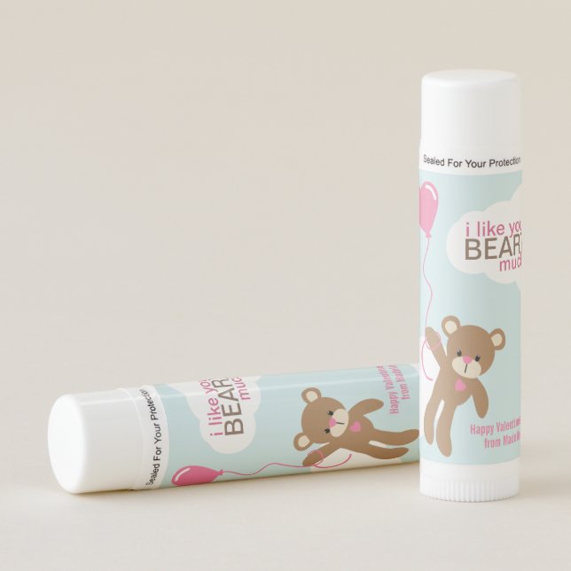 "I Like You Beary Much" Valentines Day Lip Balm (Front)