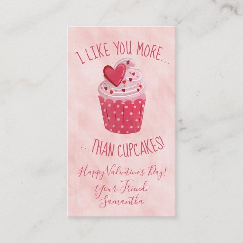 I Like You More Than Cupcakes Valentines Day Card