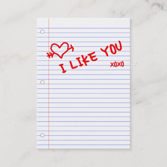 i like you notebook paper business card (Front)
