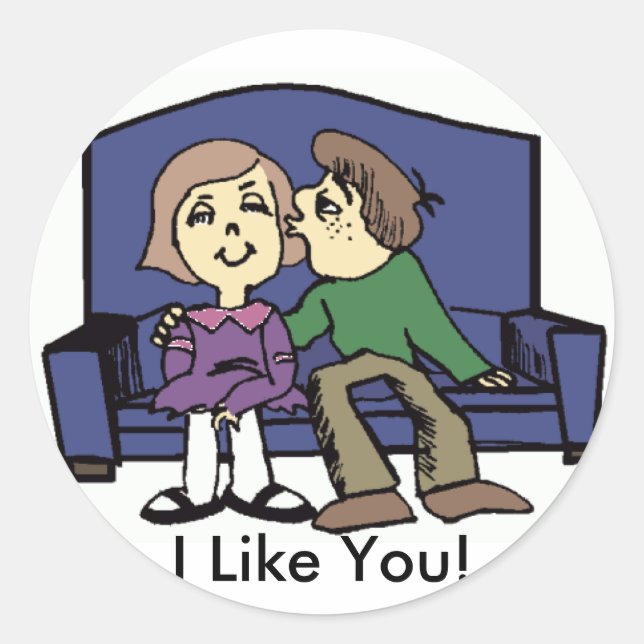 I Like You Valentine Classic Round Sticker (Front)